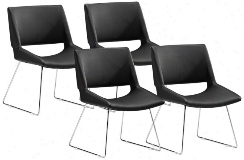 Set Of 4 Zuo Recent Von Black Upholstered Dining Chair (v7606)