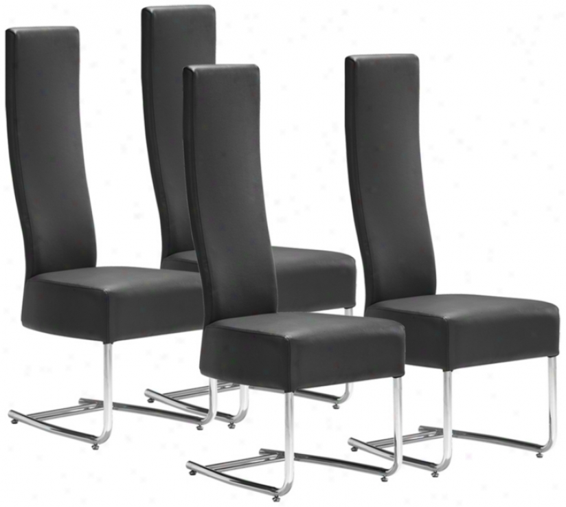 Set Of 4 Zuo Pen Dark Dining Chairs (v7552)
