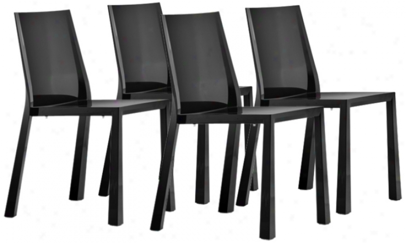 Set Of 4 Zuo Popsicle Black Outdoor Dining Chairs (t7500)