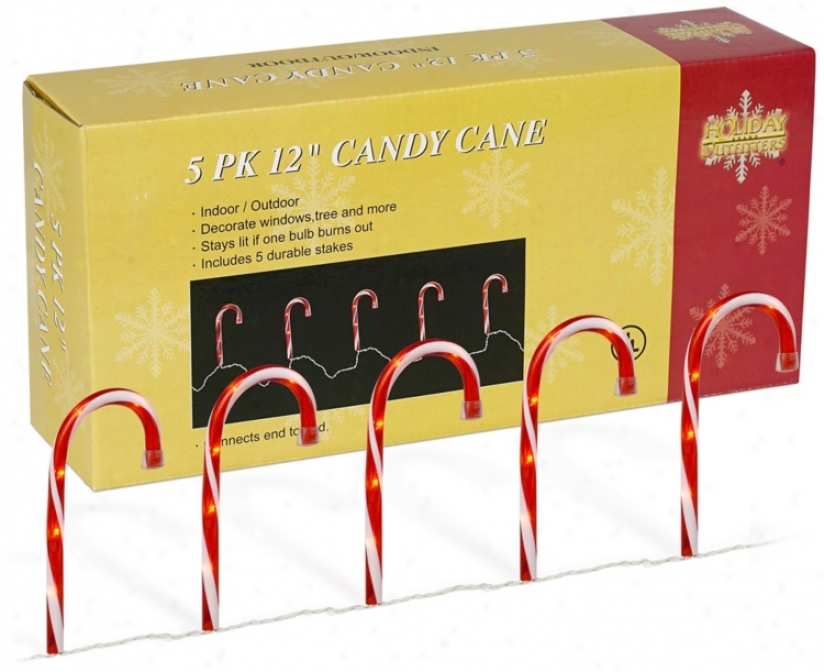 Set Of 5 Lighted Candy Cane Decorations (p3387)