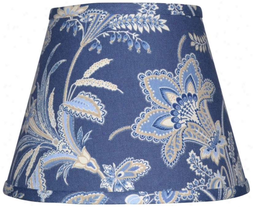 Set Of 6 Indigo Jacobean Lamp Shades 4x6x5.25 (clip-on) (w0239)