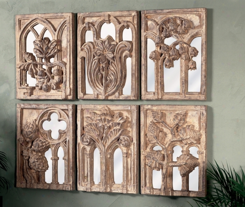 Set Of 6 Windows To The Garden Wall Art Pieces (m0180)