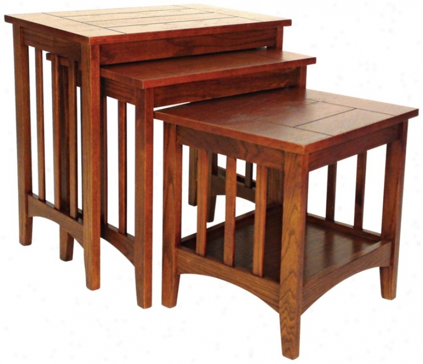 Placed Of Three Hugo Nest Oak Tables (h2434)