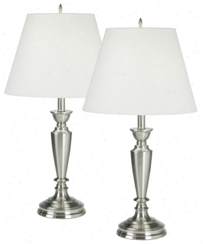 Set Of Two Brushed Steel Table Lamps (94978)