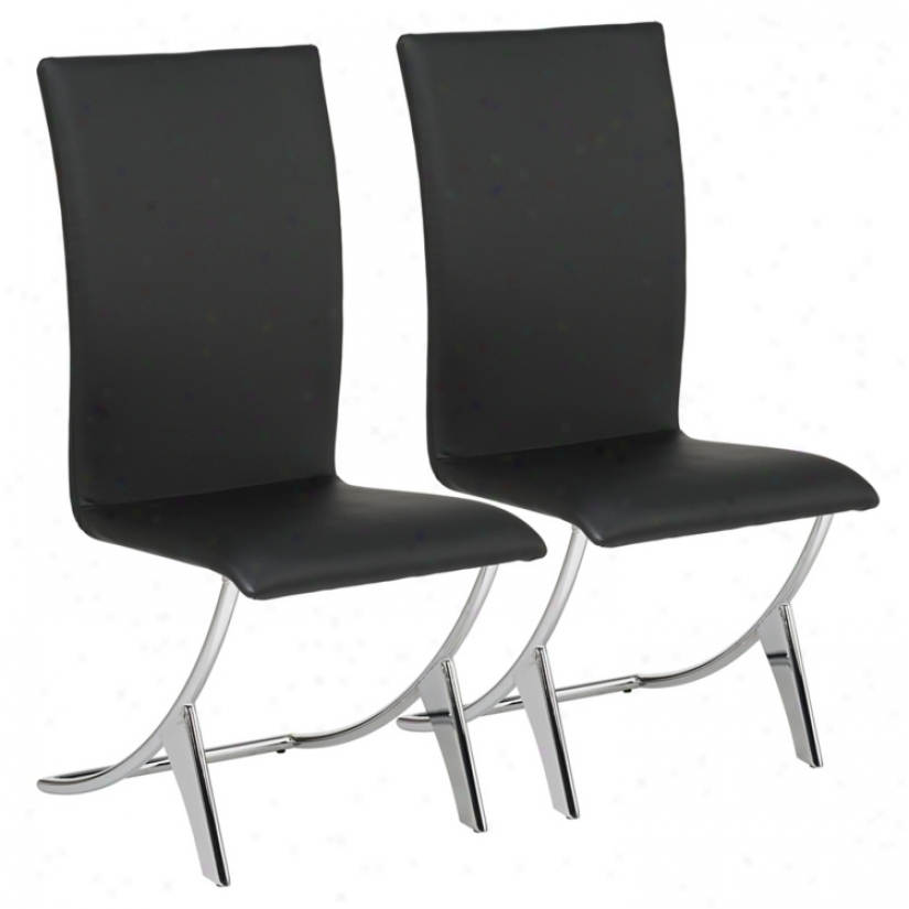 Set Of Two Delfin Black Leatherette Chairs (g3930)