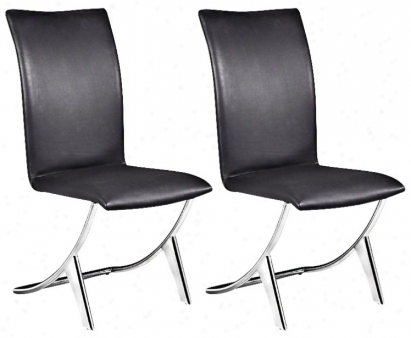 Contrive Of Two Delfin Espresso Leatherette Chairs (g3932)