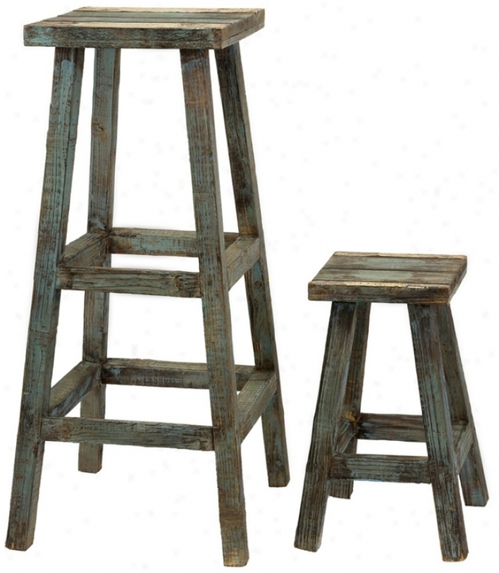 Set Of Two Northfork Decorative Stools (m7021)