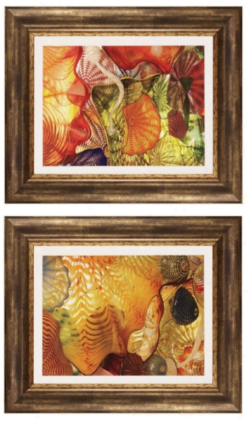 Set Of Two Peach Season I And Ii 23" Wide Framed Wall Creation of beauty (p2315)