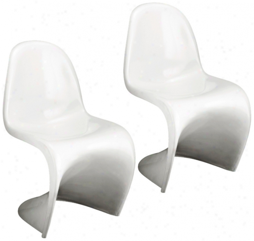 Set Of Two White S Chairs (g3998)