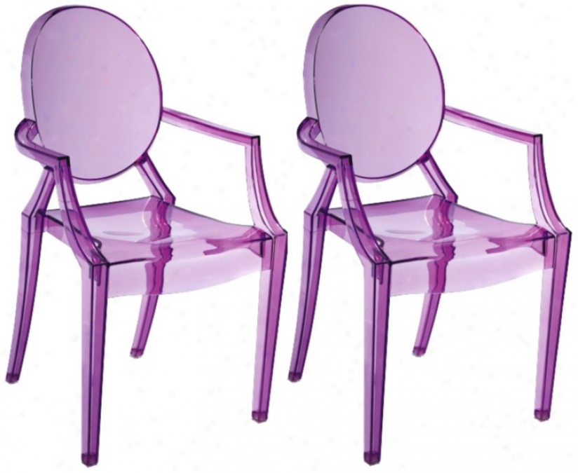 Set Of Two Zuo Baby Anime Transparent Purple Kids Armchairs (v7723)