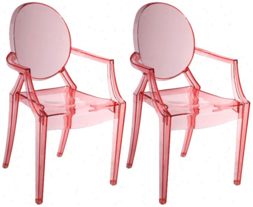 Set Of Two Zuo Baby Anime Transparent Red Kids Armchairs (v7721)