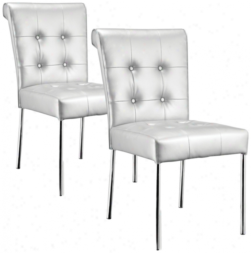 Set Of  Two    Zuo Fox Trot White Dining Chair (m7341)