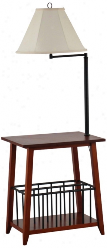 Seville Oak And Bronze Swing Arm Cover with a ~ Lamp End Table (v9031)