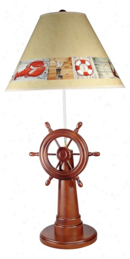 Ship's Wheel Nautical Table Lamp (g0609)