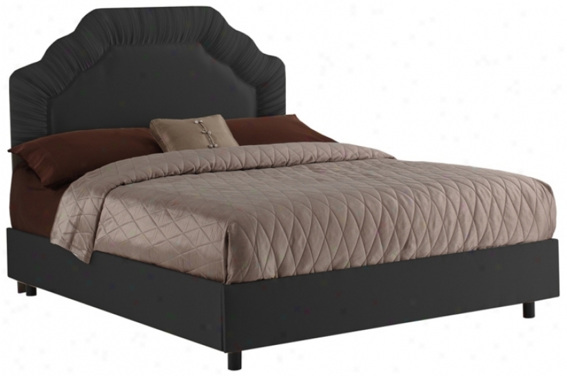Shirred Heqdboard Black Shantung Bed (queen) (n7650)
