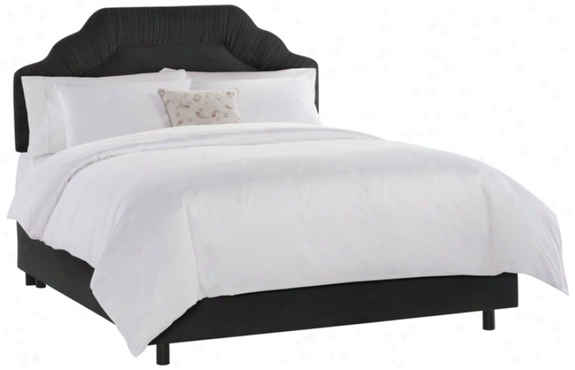 Shirred Headboard Black Velvet Bed (twin) (n7611)
