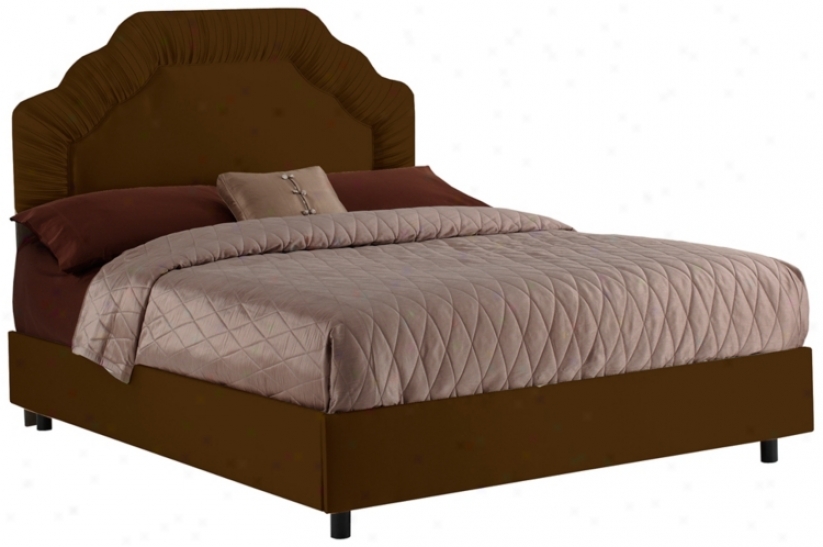 Shirred Headboard Chocolate Shantung Bed (king) (p2917)