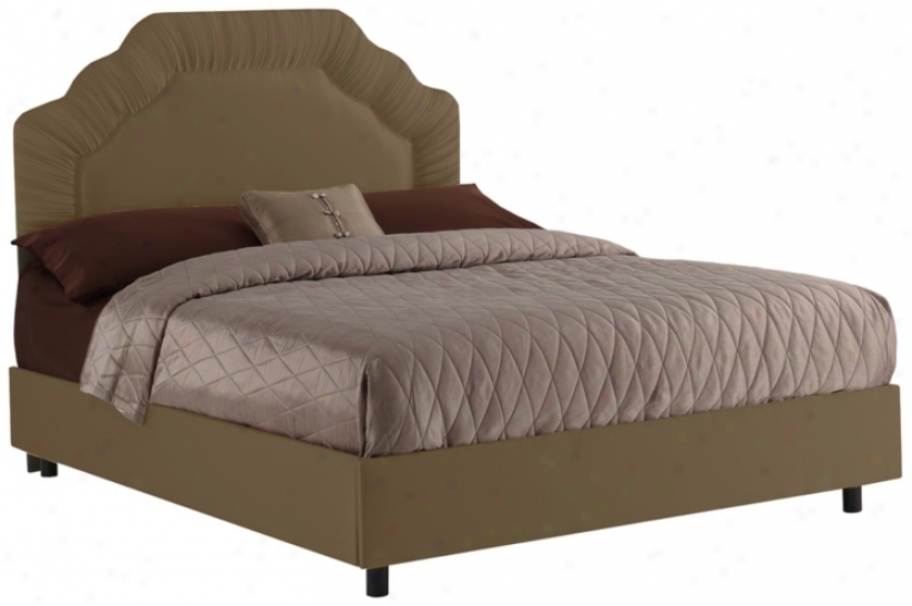 Shirred Headboard Khaki Shantung Bed (twin) (n7605)