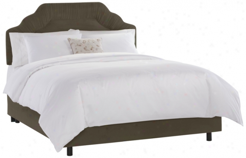 Shirred Headboard Pewter Velvet Bed (twin) (n7613)