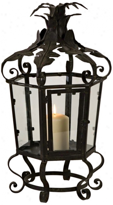 Short Black Iron Candleholder (n1187)