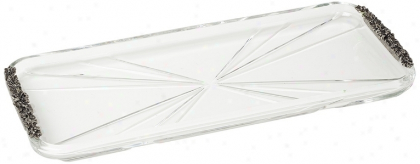Silver Accent Genuine Crystal Vanity Tray (u7931)