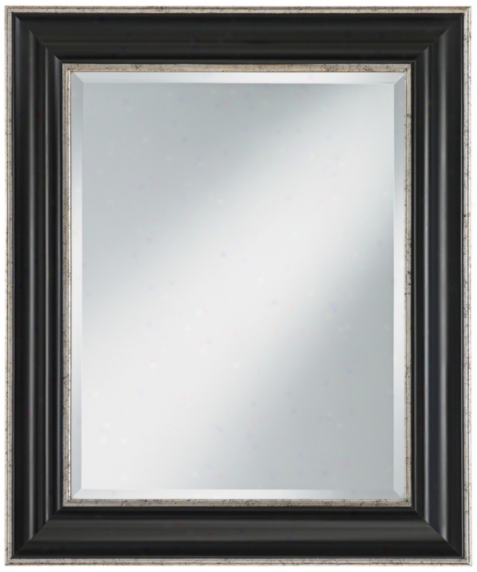 Silver And Black Panel Wood Frame 36" High Wall Mirror (u7510)