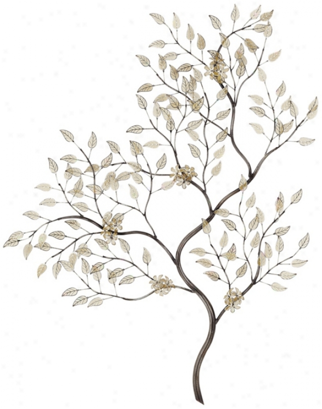 Gentle And Gold Leaves Branch 34" Hihh Wall Art (u2164)