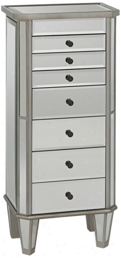 Silver And Mirrored Jewelry Armoire (u4433)