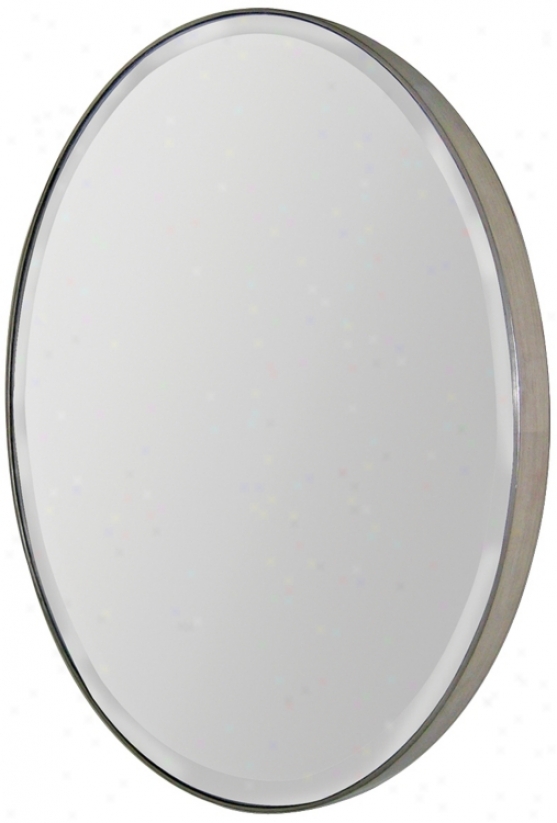 Silver Finish Oval Frame 29" High Wall Mirror (m5044)