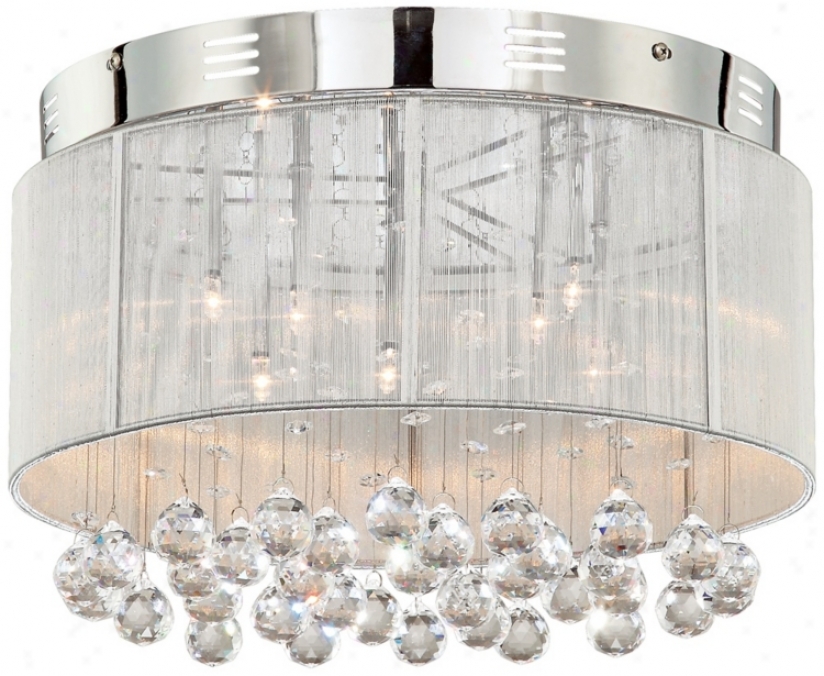 Silver Thread Drum Shade With Crystal Ceiling Light (14868)