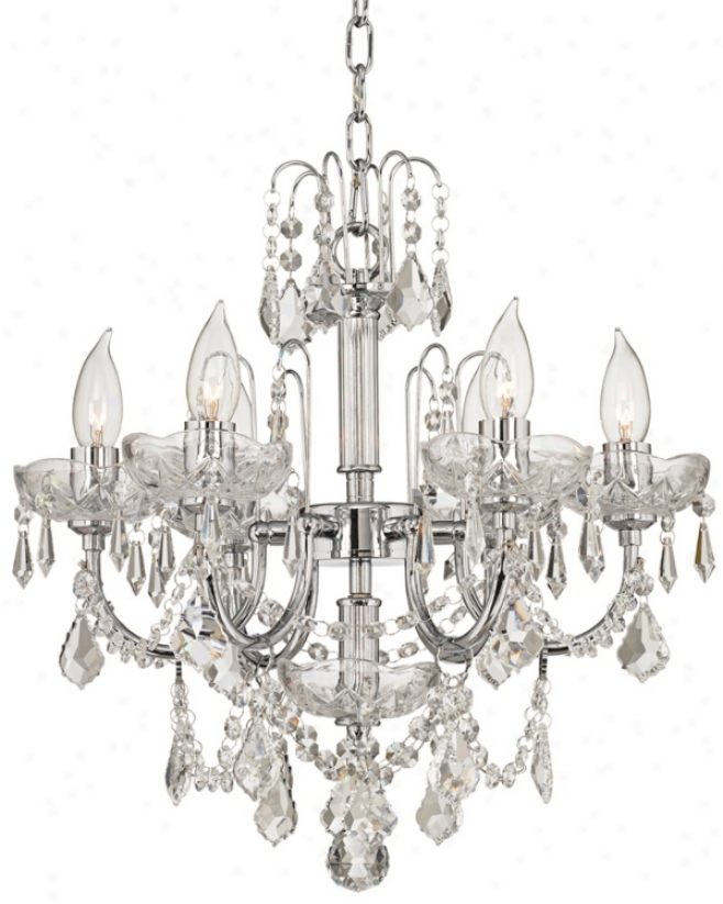 Six Lighy Clear Crystal 17" Wide Chandelier (p4439)