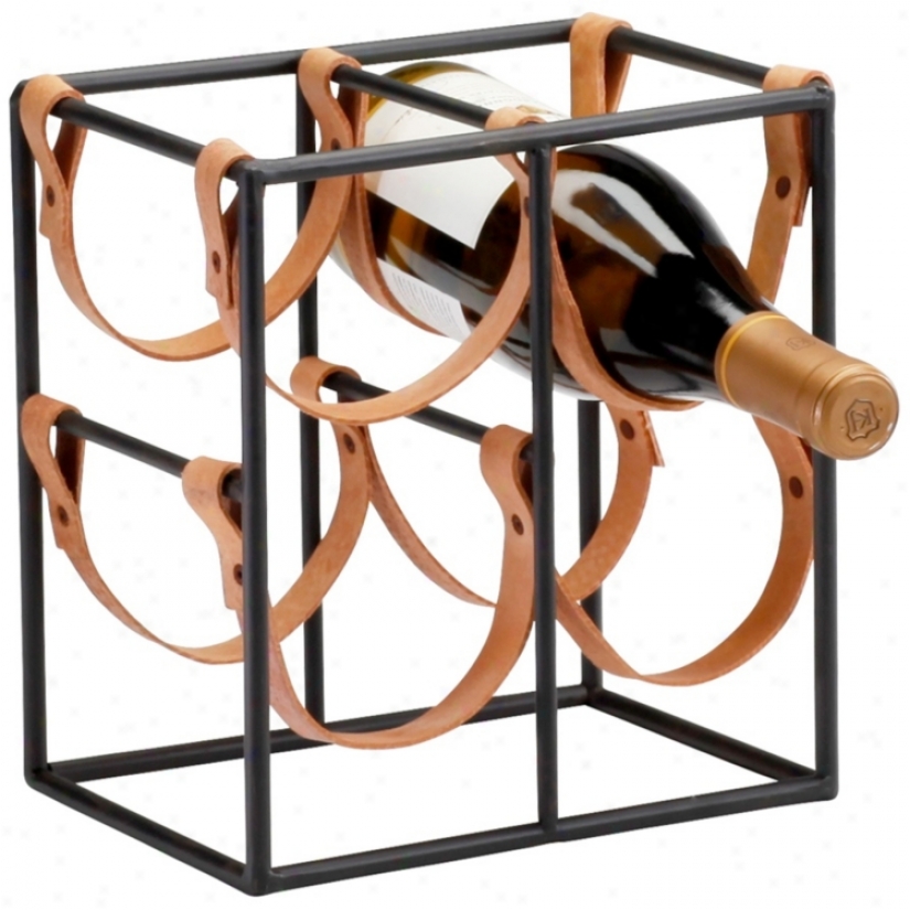 Small Brighton Iron And Leather Wine Holder (v1521)