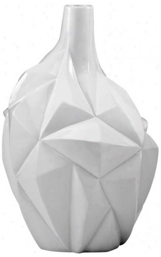 Small Glacier Glass White Vase (u7002)