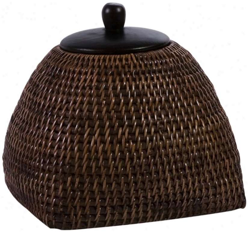 Small Jakarta Woven Wood Lidded Box (t9803)