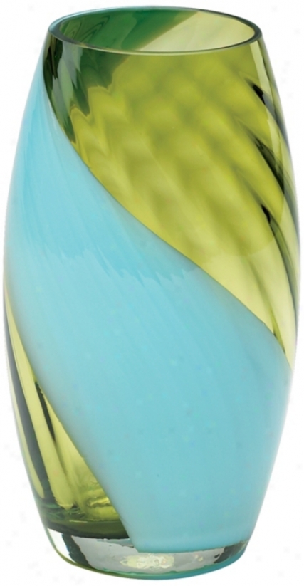 Small Rita Green And Blue Glass Vase (n3829)