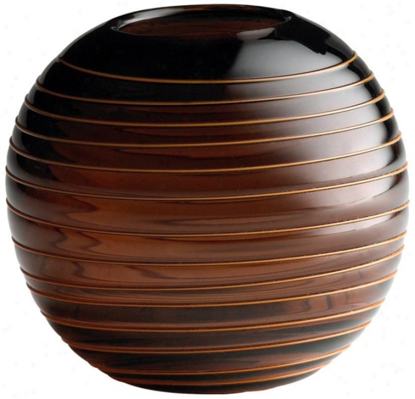 Small Round Raw Umber Glass Vesper Vase (r0797)