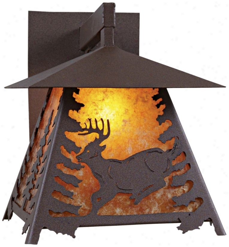 Smoky Mountain Deer 14quot; High Outdoor Wall Light (j0490)