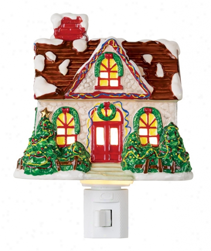 Snow Covered Cottage Night Light (22507)