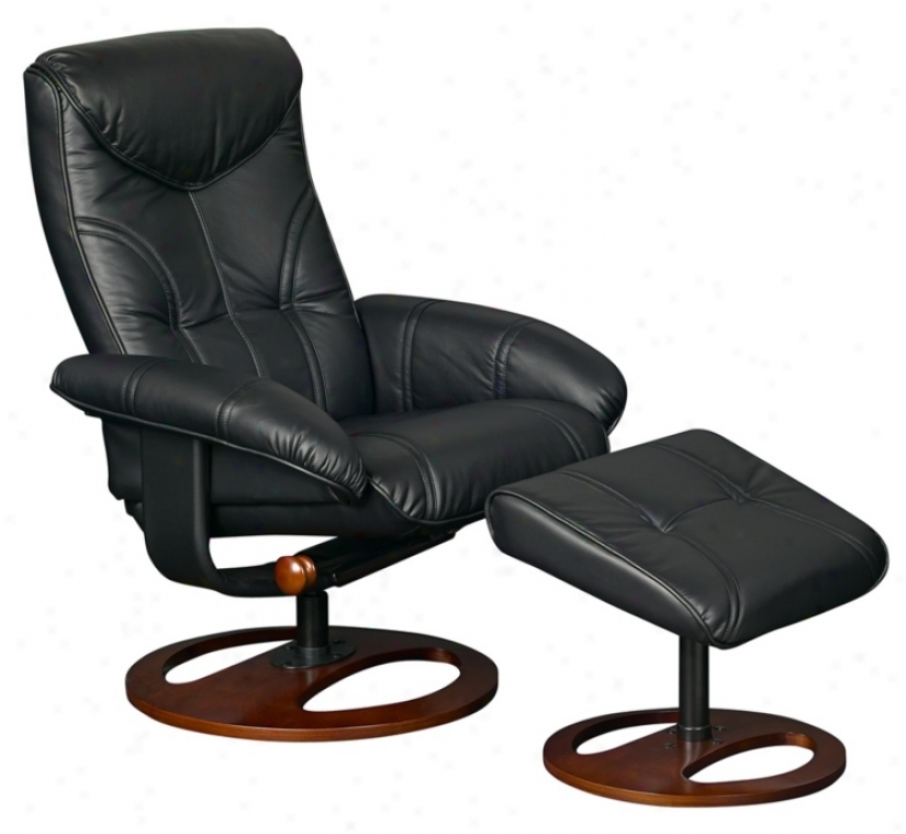 Soft Touvh Black Swivel Recliner And Slanted Ottoan (p0001)
