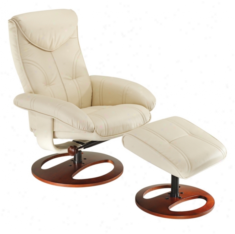 Soft Touch Vanilla Swivel Recliner And Slanted Ottoman (k7868)