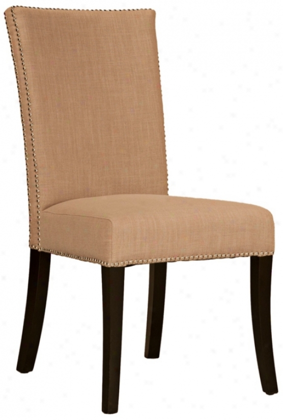 Soho Almond And Nail Heads Fabric Dining Chair (t7307)