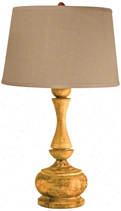 Solid Acacia Wood Urn Table Lamp (n2173)