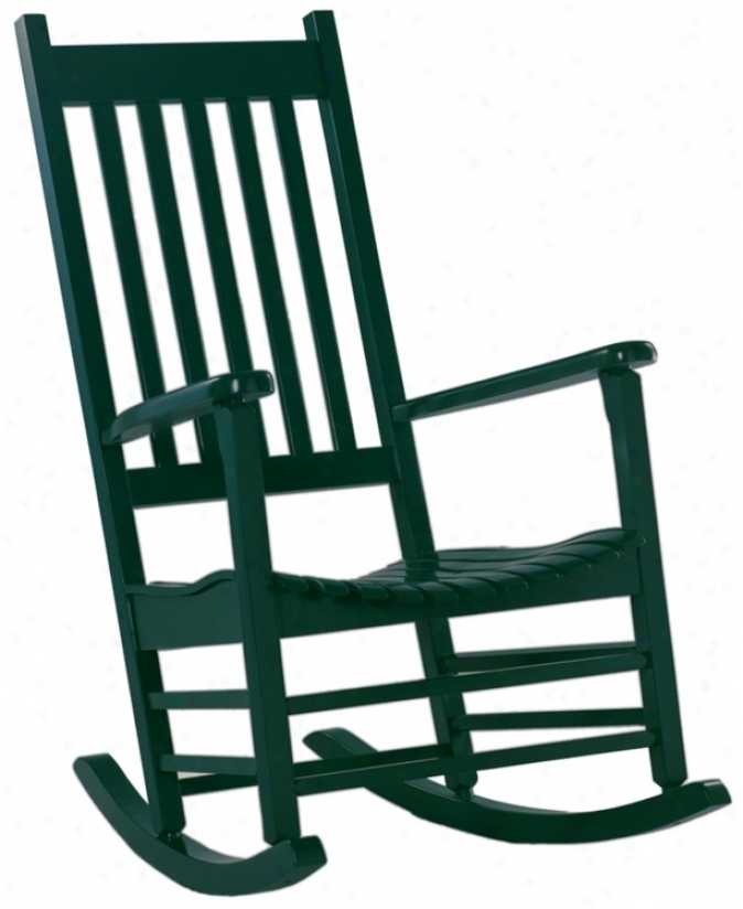 Solid Wood Hunter Green Porch Rocker Chair (t4764)