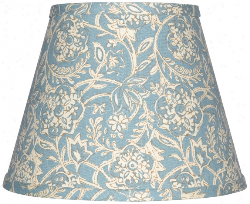 Spa Blue With Crem Floral Lamp Shade 10x18x13 (spider) (w0171)