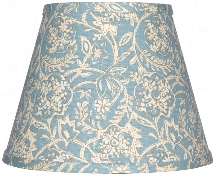 Spa Blue With Cream Floral Lamp Shade 6x12x8 (spider)( w0168)