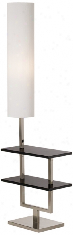 Space Saver Ebony And Brushed Nickel Two Shelf Floor Lamp (t4645)