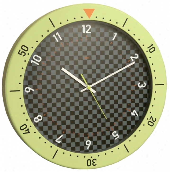 Speedmaster Black And Chartreuse 14 1/2" Wide Wall Clock (p8004)