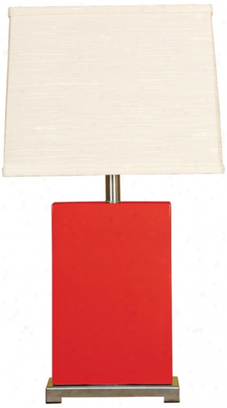 Splash Collection Red Ceramic Rectangular Table Lamp (p3821)