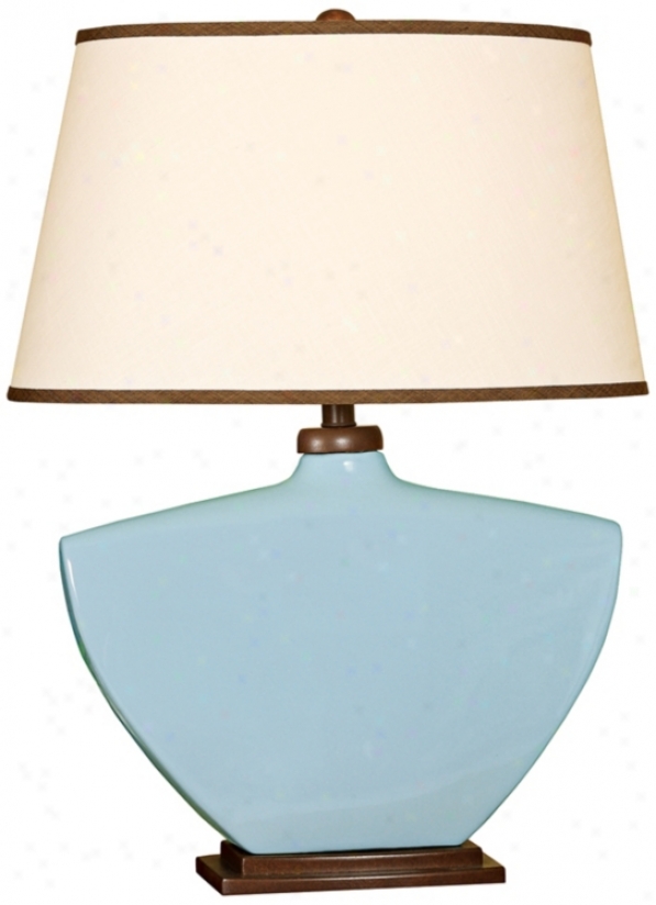 Splash Collection Sky Blue Curved Ceramic Table Lamp (p3887)