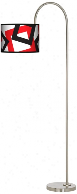 Square Jumble White Arc Tempo Giclee Floor Lamp (m3882-n0332)